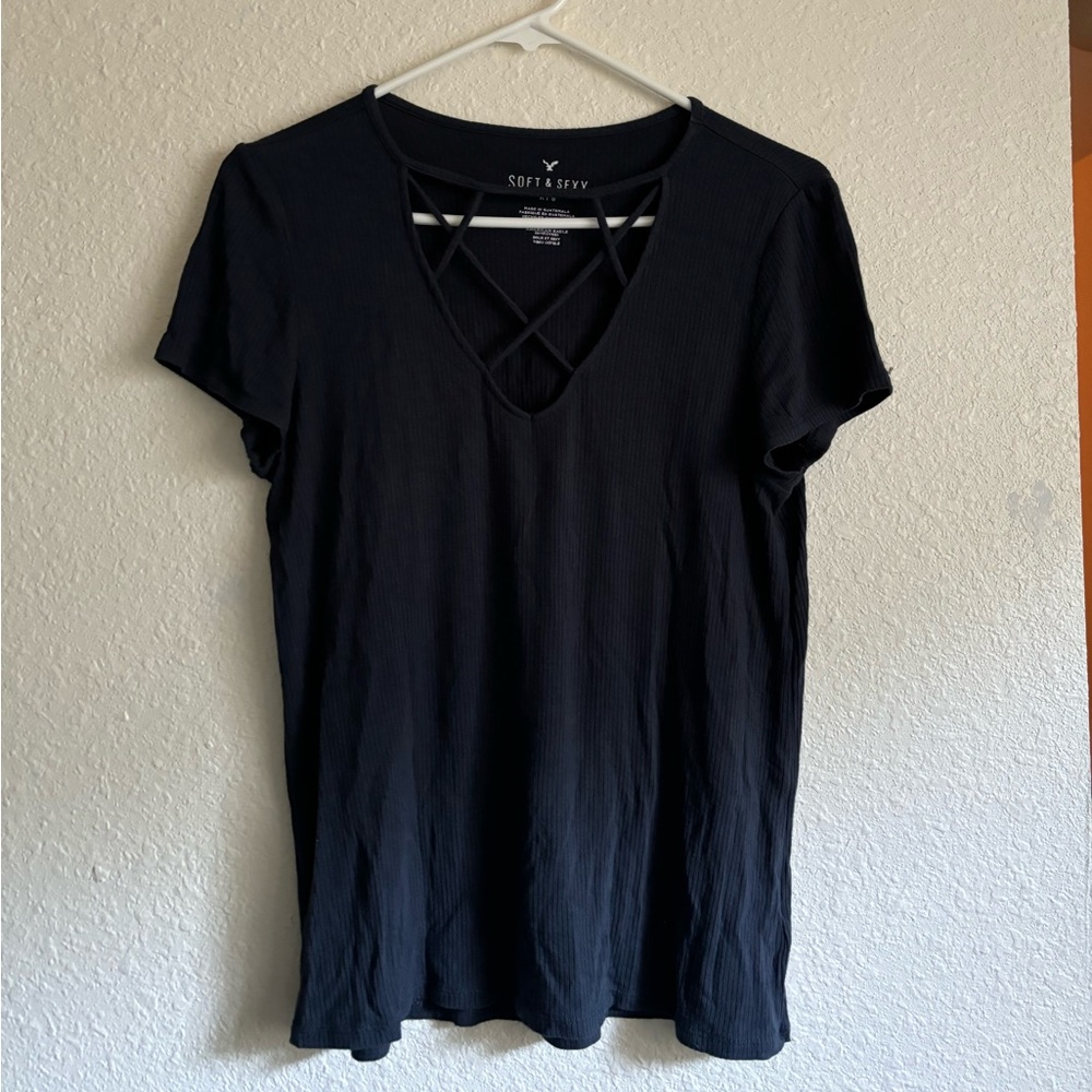 V neck ribbed tee